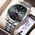 Swiss Genuine Business Fully Automatic Movement Watch Dual Calendar Waterproof Luminous Steel Band Men's Watch Non-Mechanical Men's Watch. 