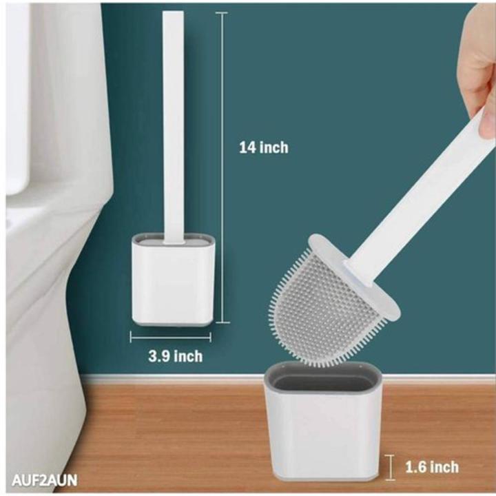 Silicon Toilet Cleaning Bush And Holder Set with Wall Hook - Multicolor