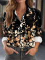 2024 Summer Flower Printed Long Sleeved T-Shirt Women Loose Elegant Tops Office Lady Vacation Beach Casual Sweet Blouse. 