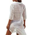 Beach Coverups for Women Dresses Cardigan 2022 New Jacquard Irregular Lace Shirts Petticoat Blouse Bathing Suit Cover-ups. 
