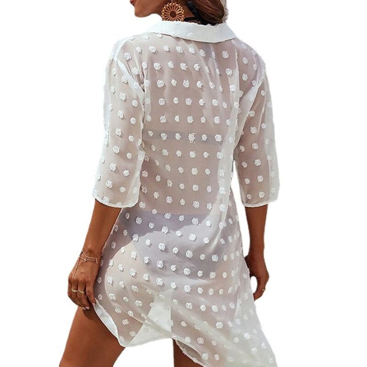 Beach%20Coverups%20for%20Women%20Dresses%20Cardigan%202022%20New%20Jacquard%20Irregular%20Lace%20Shirts%20Petticoat%20Blouse%20Bathing%20Suit%20Cover-ups%20-%20Image%203