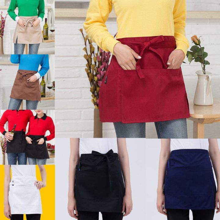 Women%20Kitchen%20Restaurant%20Waist%20Apron%20Solid%20Color%20Half%20Short%20Apron%20Adjusted%20With%20Pockets%20Pen%20Loops%20for%20Server%20Waiter%20Waitress%20-%20Image%207
