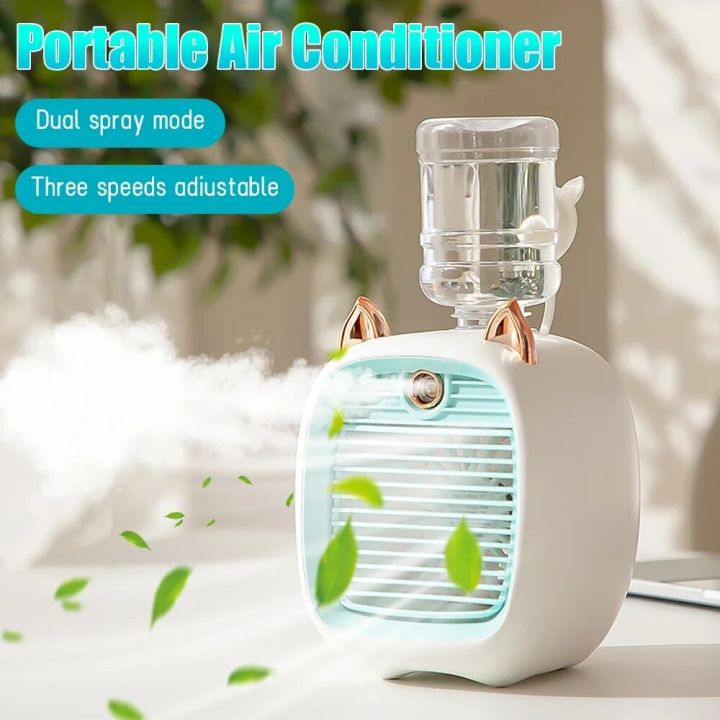 Portable Air Conditioner USB Mini Air Cooler Fan Water Cooling Fan With 3 Speed 2 Modes Spray Humidifier Purifier For Car Home - 6 - View #2