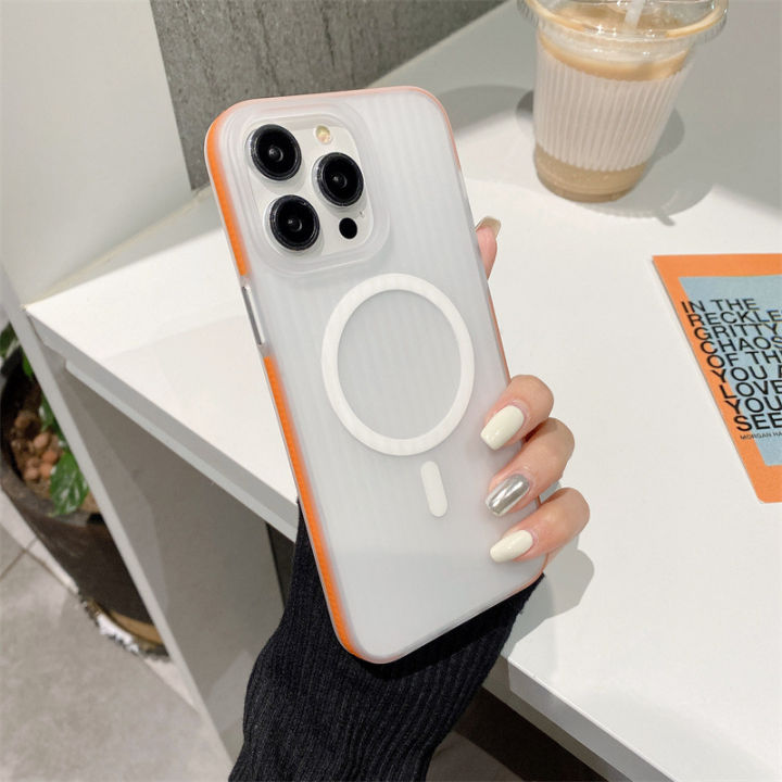 Semi-Permeable%20Corrugated%20Apple%2015%20Phone%20Case%20Ice%20Mist%20Magnetic%20Suction%20iphone14%20Sense%20of%20Simple%20Skin%2013promax%20Applicable%2012%20-%20Image%203