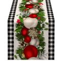 Black and White Gingham Christmas Check Plaid Table Runner Table Runner Holiday Home Kitchen Decor. 