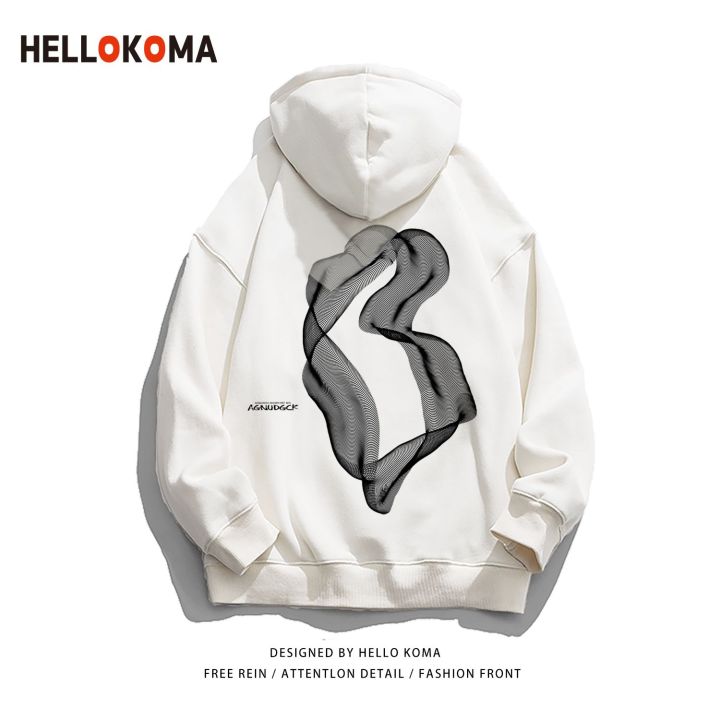 HELLO%20KOMAThin%20European%20and%20American%20High%20Street%20Hooded%20Sweater%20Women's%20Autumn%20and%20Winter%20Fleece-Lined%20Thickened%20Loose%20Casual%20Top%20Men's%20Fashion%20-%20Image%207