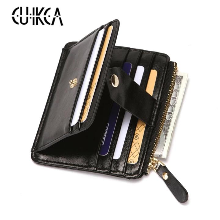 Men's Wallet Leather Credit Card Holder ID Card Rfid Blocking Zipper For Men - card holder