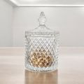 "Crystal Candy Box with Lid, Small Size Clear Soda Lime Glass, Ideal for Candy, Spice, and Food Storage, Features Beautiful Weave Design, Transparent for Easy Viewing, Includes Glass Lid, 1 Piece Mini Size". 