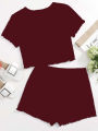 Cami Top bottom /T-shirt Set Lettuce fashionable design.