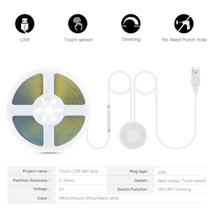USB%205V%20COB%20LED%20Strip%20Light%20with%20Hand%20Sweep%20Motion%20Sensor%20and%20Touch%20Dimming%20Switch%20LED%20Tape%20Lamp%20Bedroom%20Kitchen%20Cabinet%20Lighting%20-%20Image%202