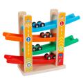 TOP BRIGHT Wooden Car Ramp Toys 1 2 3 Year Old Boy Gifts, Montessori Toys for Toddlers - Toddler Race Track Car with 4 Cars, 4 Ramps, Parking Lot. 