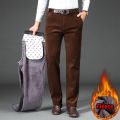 Winter Men's Fleece Corduroy Pants Business Fashion Classic Style Thick Warm Stretch Trousers Male Brand Clothing. 