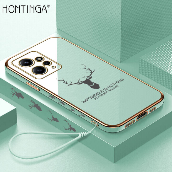 Hontinga%20for%20Redmi%20Note%2012%204G%20Back%20Cover%EF%BC%88Free%20Lanyard%EF%BC%89Luxury%206D%20Plating%20Lucky%20Deer%20Side%20Pattern%20Case%20Soft%20Silicone%20Square%20Mobile%20Cover%20-%20Image%202