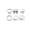 6PCS Exaggerated Retro Heavy Metal Rings Dark Gothic Punk Street Hop Rings Fashion Jewelry Gift for Men. 