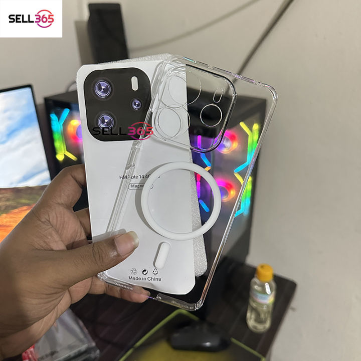 Xiaomi Redmi Note 14 4G Berlia Transparent Magnatic Magsafe Anti Yellow Clear Protective Phone Case Back Cover