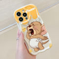 Jizetin for Realme C55 / Narzo N55 Back Cover Cartoon Cat Mouse Cream Wavy Edge Soft Silicone Phone Case. 