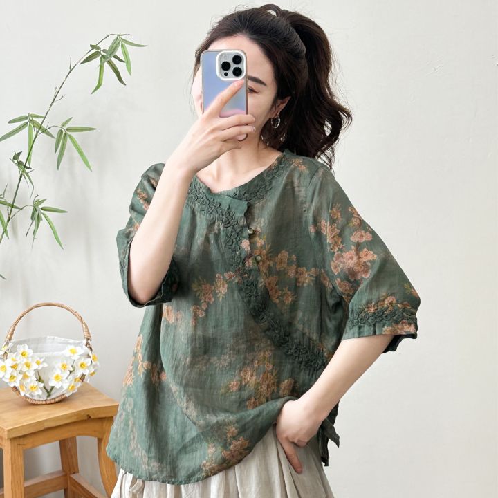 %E3%80%90Recommended%20by%20Chubby%20Girl%E3%80%91New%20Chinese%20Style%20Slimming%20Temperament%20Fashion%20Loose%20Casual%20Summer%20Short%20Sleeve23121Small%20shirt%20top%20-%20Image%203