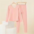 Thermal underwear ladies suit, wool silk thickened round neck cation autumn coat autumn pants base integrated winter pajamas. 