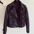 Women Faux Leather Jacket Beige Casual Slim Motorcycle Biker Leather Coat Female Punk Streetwear Spring Autumn Jackets. 