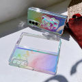 【Healer DingD】Laser Rainbow Gradient Transparent Phone Case For Samsung Galaxy Z Fold 5 4 3 Cute 3D Crystal Bear Bracket Hard Ultrathin Cover. 