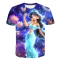 Summer Girls Jasmine Princess T-Shirt Fashion New T Shirts Harajuku Print Casual 3D Disney Series Tops Tees 1-14 Y. 