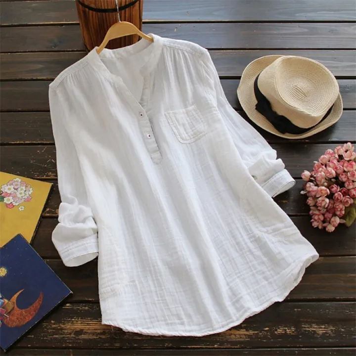 Ladies%20Chemise%20tops%20%20Cotton%20And%20Linen%20Whistles%20Top%20Plus%20Size%20Blouse%20Women's%20linen%20blouse%20-%20Image%202