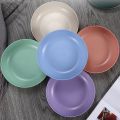 Multifunctional Wheat Straw Plates Round Dinner Dish Microwave Safe Snack Fruit Dish Desktop Garbage Kitchen Supplies.
