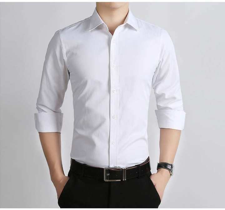 White Long Sleeve Formal Shirt for Men and Big size