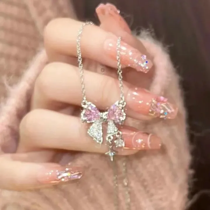 New%20Fashion%20Y2K%20Pink%20Crystal%20Bow%20Knot%20Pendant%20Necklaces%20Sparkling%20Zircon%20Heart%20Girls%20Fairy%20Sweet%20Clavicle%20Chain%20Women%20Jewelry%20-%20Image%202