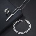 New 3pcs/set Mens Stainless Steel Glamour Bracelet Ring & Necklace Set for Men.