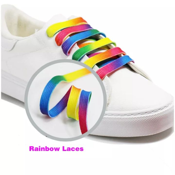 1 Pair Rainbow Colour Flat Shoelaces