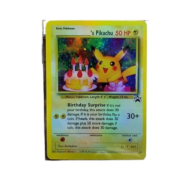 Pokemon cards Birthday Pikachu Holo Single Card (Master Copy)