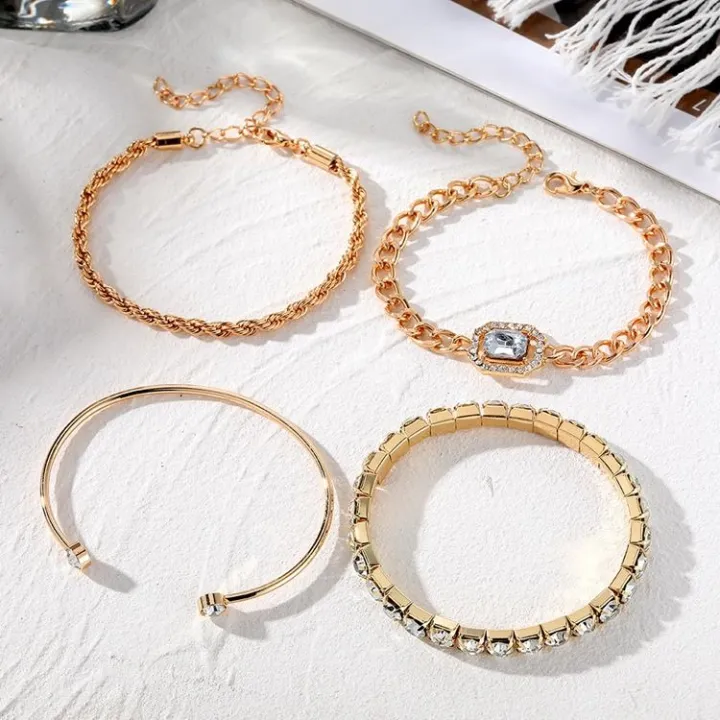 4Pcs/set%20Retro%20Bracelet%20for%20Women%20Girls%20Crystal%20Shiny%20Adjustable%20Opening%20Chain%20Bracelets%20Punk%20Bangle%20Charm%20Bracelets%20Jewelry%20Gift%20-%20Image%203