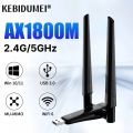 WiFi6 USB3.0 Wireless Adapter 1800Mbps Dual Band 2.4G/5GHz 802.11AX Wi-Fi Dongle Network Card For Laptop/PC Windows 10/11. 