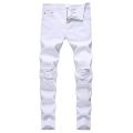 New Fashion Brand High Quality Stretch Knee Ripped Black Slim Jeans Men Slim Hip Hop Swag Elastic Pants Boy Ripped Male Trousers. 