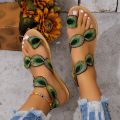 Yellow Embroidered Faux Flower Fashion Sandals Flat Plus Size 43 Summer Outdoor Beach Shoes Travel Mom Shoes. 