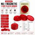 Genuine No.1 Magnetic 3 Part 60mm Plastic Grinder-Tobacco Shark Teeth Storage Plastic Grinder Accessories..