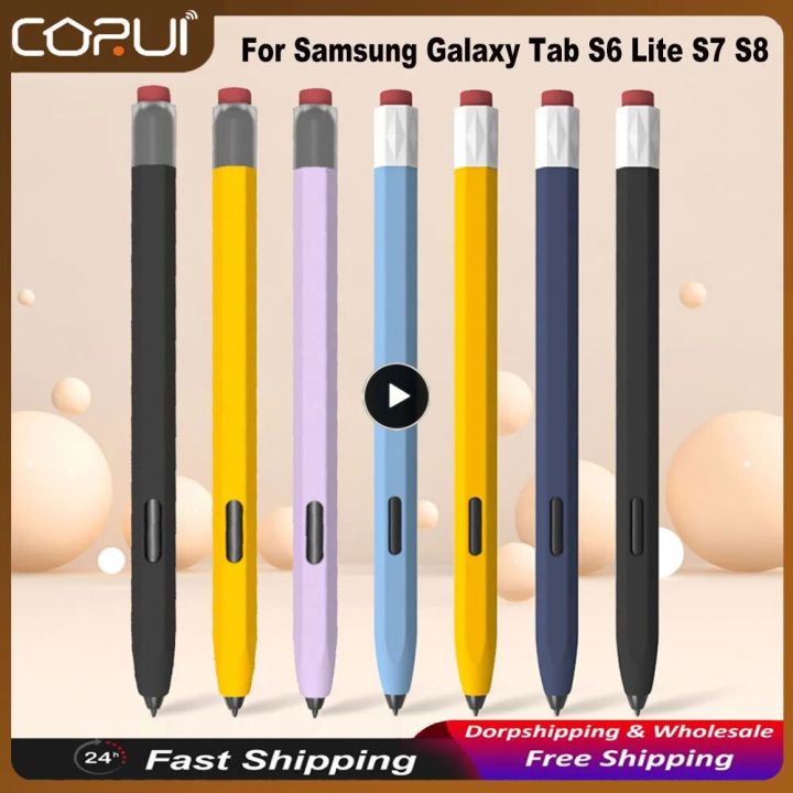 2023 New Vintage Pencil Case For Samsung Galaxy Tab S6 Lite S7 S8 Liquid Pen Bag Non-slip Protection Silicone Stylus Pen Cover