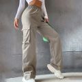 Y2K Women Vintage Cargo Pants Streetwear Techwear Korean Harajuku Parachute Pants Beige Sweatpants Wide Leg Joggers Trousers.