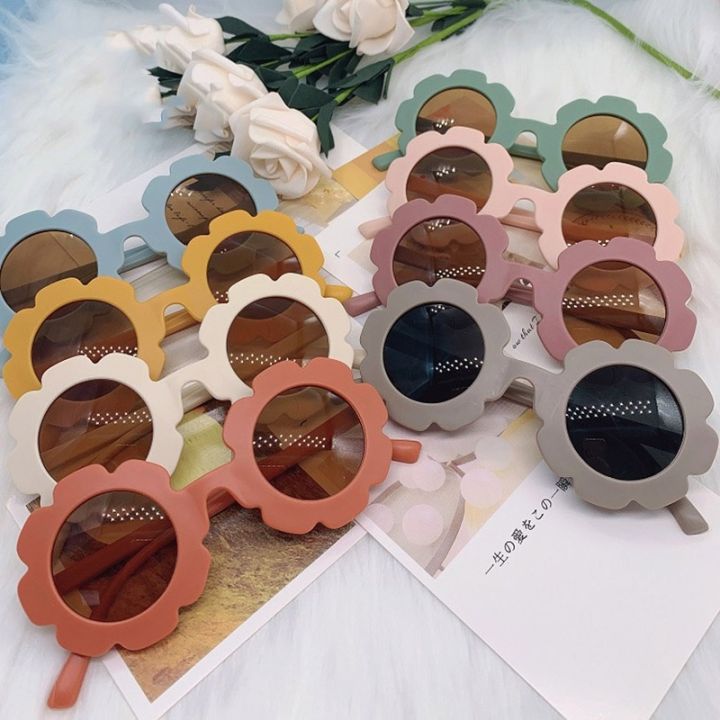 UV400 Girl Boy Flower Frame Sunglasses Frosted Kids UV