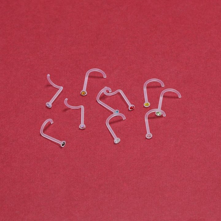 10PCS/Lot%2020g%20CZ%20Crystal%20Nose%20Piercing%20Set%20Acrylic%20Plastic%20Nose%20Studs%20Rings%20Retainer%20Bone%20L%20Shape%20Nose%20Piercing%20Jewelry%20-%20Image%204