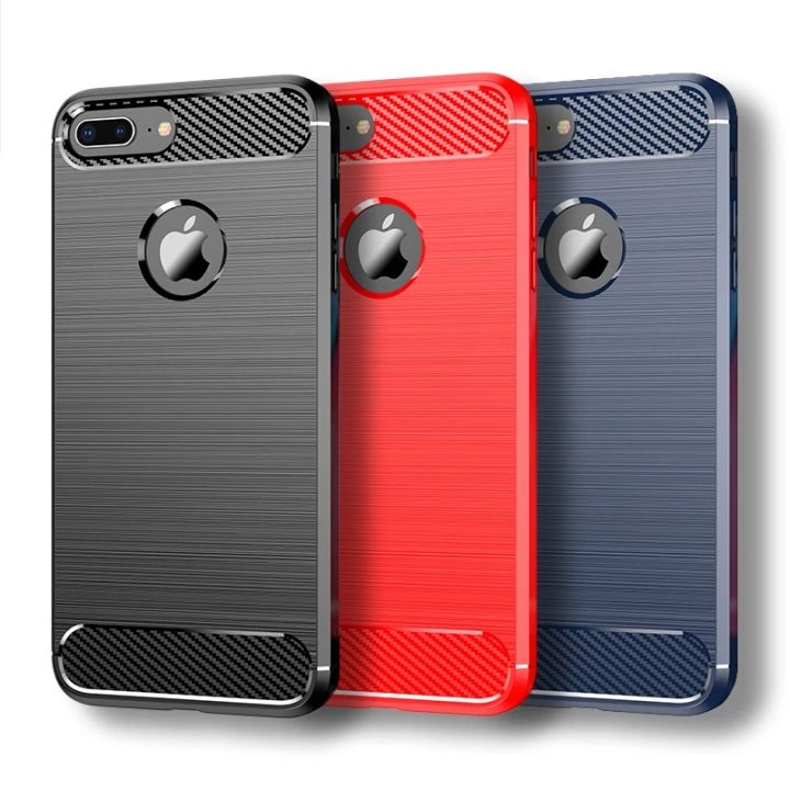 For iPhone 8 Plus Case For Apple iPhone 7 8 Plus Cover 5.5 Inch Carbon Fiber Shockproof Silicone Bumper For iPhone 8 7 Plus