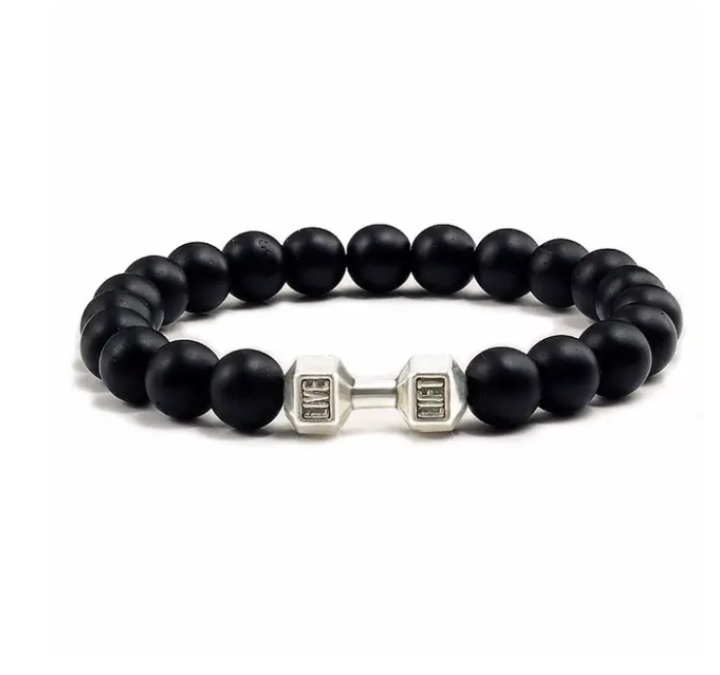 Black Stone Dumbbell Bracelet Men - Bracelet For Men