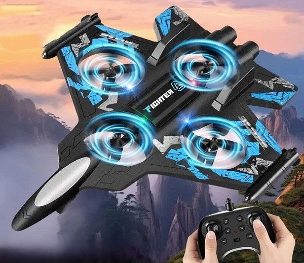 Remote Control Aircraft Four-Axis Drop-Resistant Remote Control Drone Colorful Lights Children's Remote Control Gliding Fighter Toy