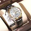 POEDAGAR 615-Leather Quartz Luxury Business Man Wristwatch Date Week Watch For Men.