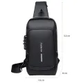 Men'S Anti-Theft Crossbody Multifunction Patent Leather Chest Bag Men Waterproof Men Crossbody Bag Male Usb Charging Chest Bag Pack - Cross Body Bag.