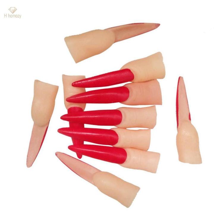 10pcs False Nails Cosplay Party Supplies Scary Makeup Accessories Red