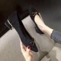 Women's Shoes Thick Heel Pointed Toe Shoes Summer New Women's Mid-heel Single Shoes Working Black High Heels Women. 
