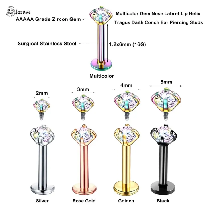 Starose%204pcs%202~5mm%20Rainbow%20Gem%20Nose%20Ring%20Labret%20Lip%20Piercing%20Kit%20Nostril%20Piercing%20Helix%20Studs%20Tragus%20Earrings%20Ear%20Piercing%20Oreja%20-%20Image%203