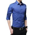 Slim Fit blue Cotton Long Sleeve Formal Shirt For Men. 